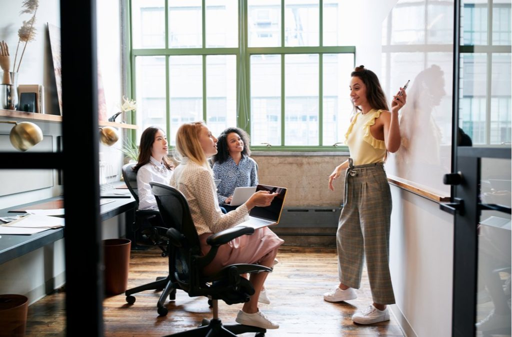 Group of colleagues discussing strategies